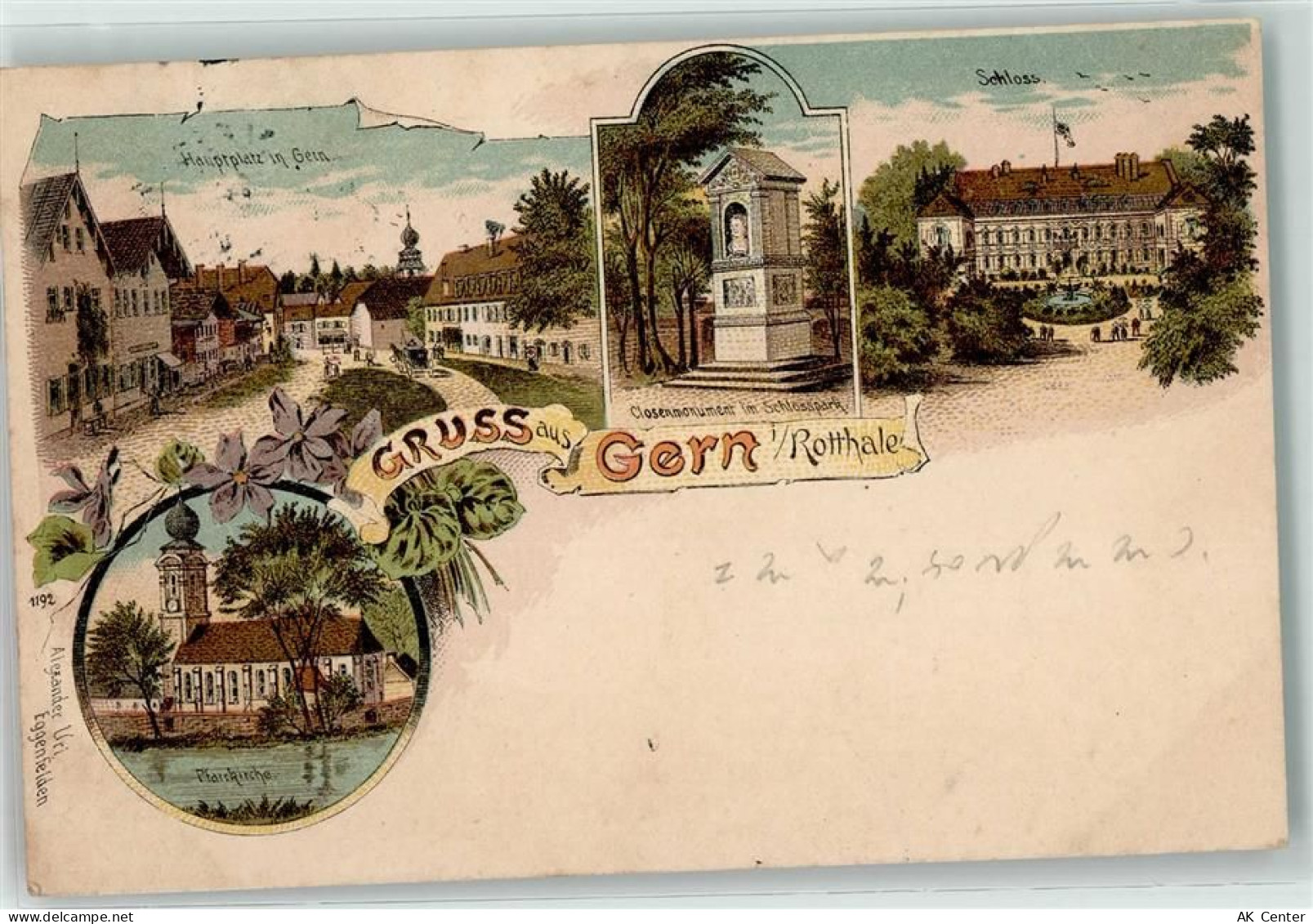 84307 W8330 Gern , Kr Eggenfelden 1901 Lithographie Hauptplatz Closenmon... - 13607735