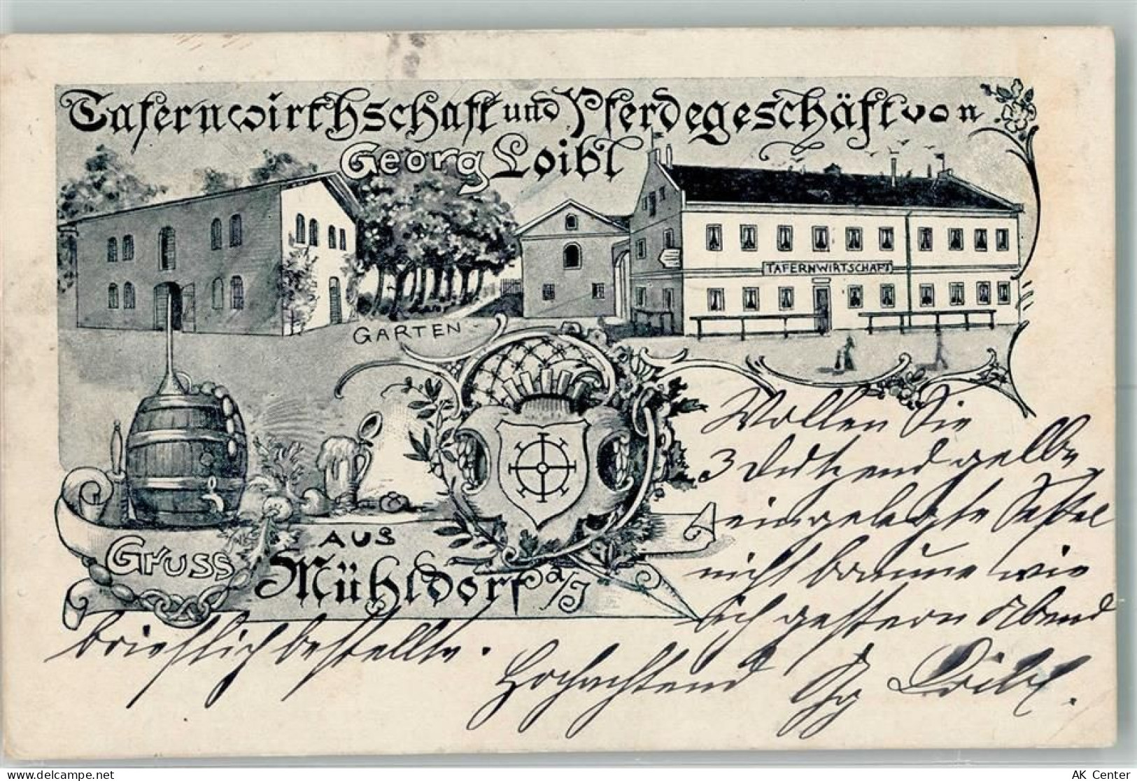 84453 W8260 Mühldorf a. Inn 1901 - Gasthaus und Pferdegeschäft Georg Loi... - 13660080