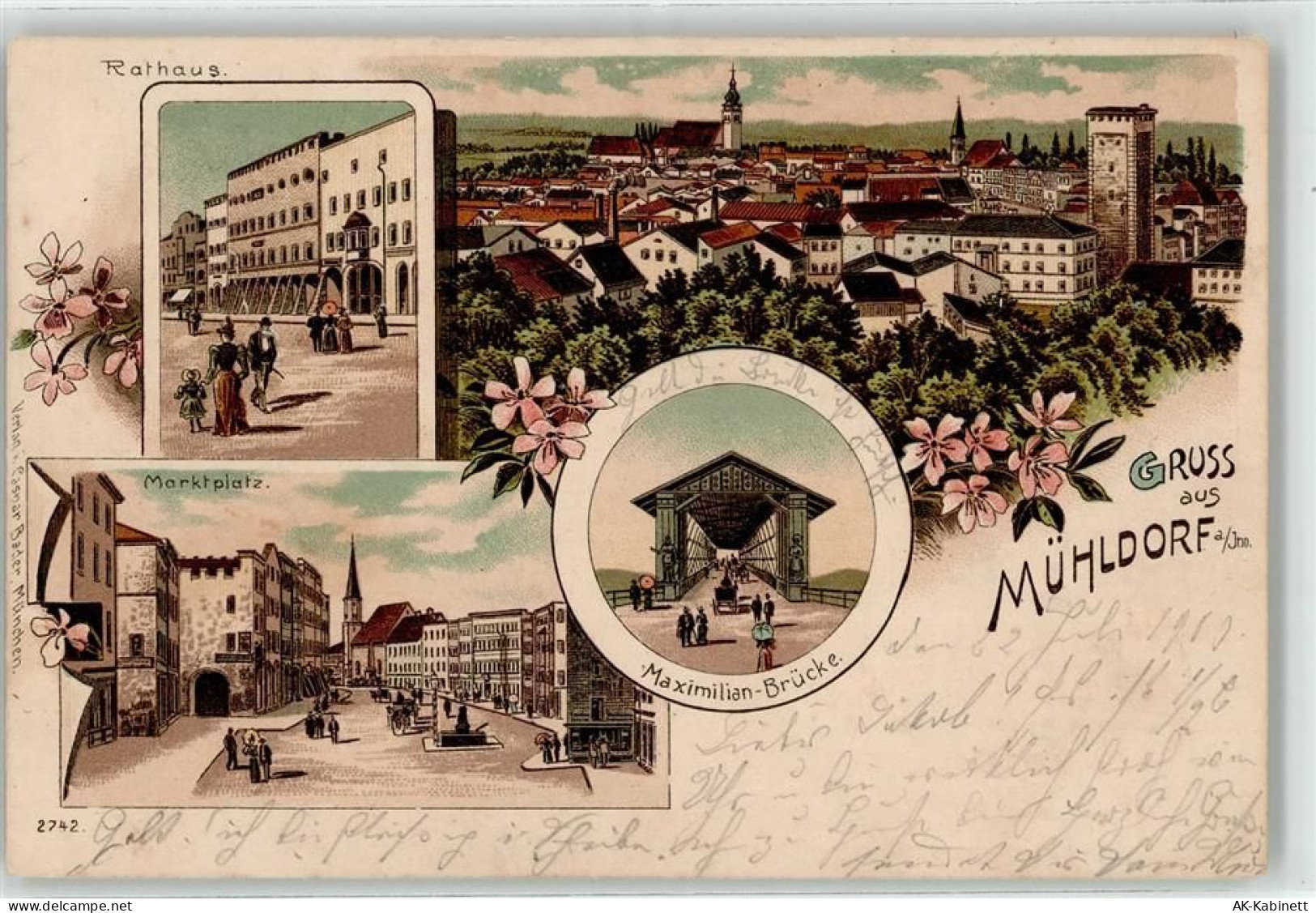 84453 W8260 Mühldorf a. Inn 1901 Lithographie Rathaus Marktplatz Maximil... - 51917426