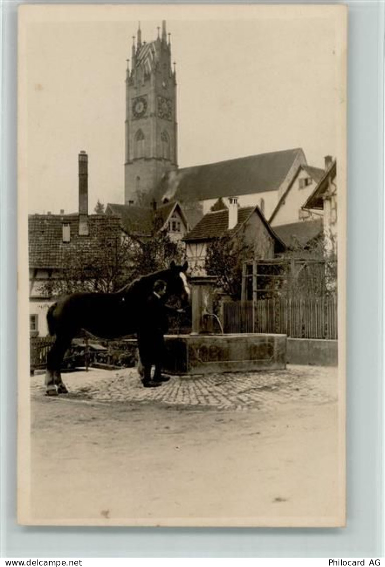 8450 Andelfingen Foto AK Ort handschriftlich Pferd Brunnen Kirche - 13218362