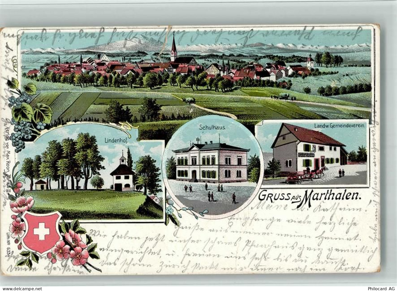 8460 Marthalen 1905 BOAKC Lithographie Lindenhof SChulhaus Landw. Gemein... - 13702564