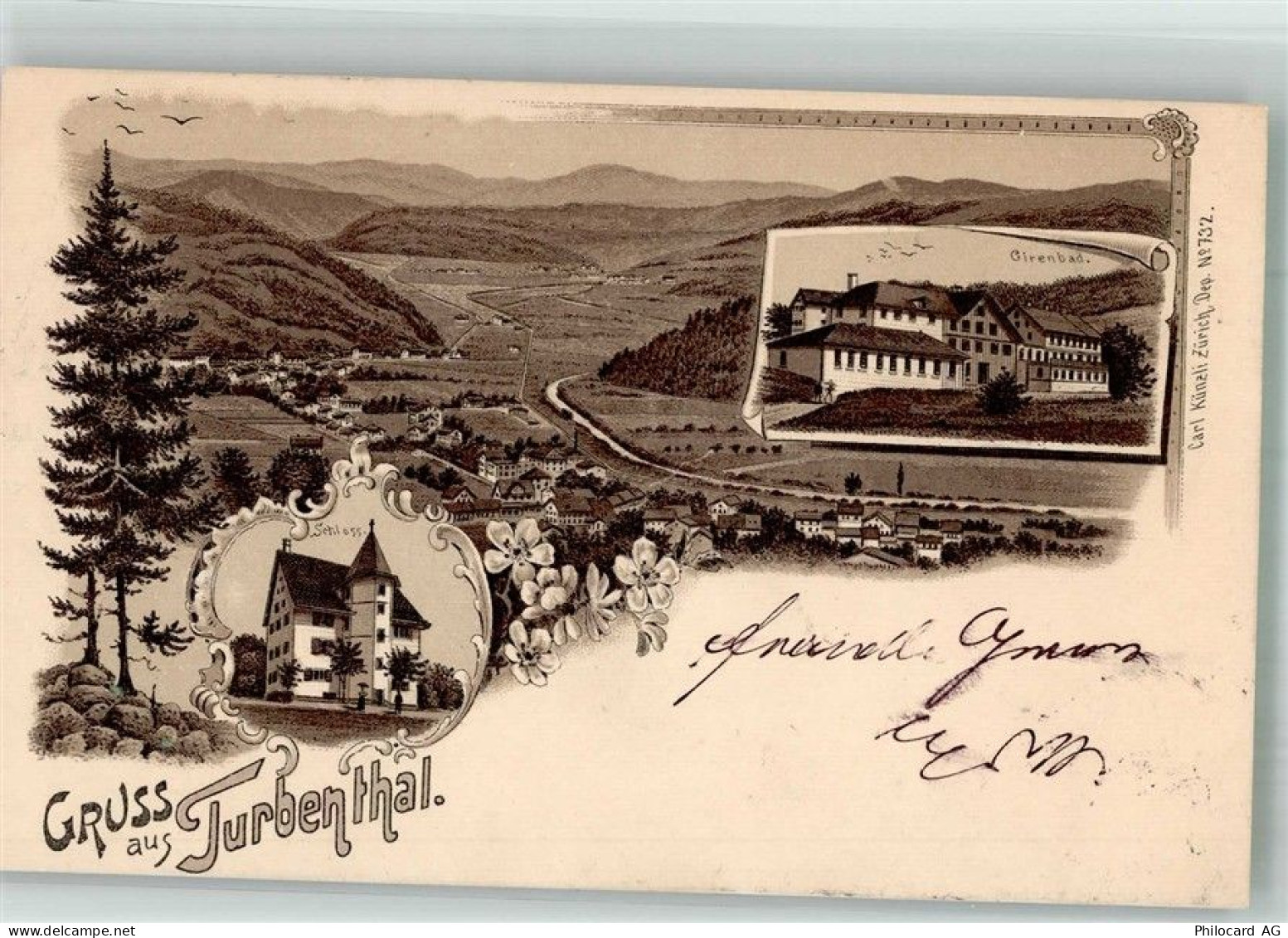 8488 Turbenthal 1899 Lithographie Schloss Girenbad - 13674098