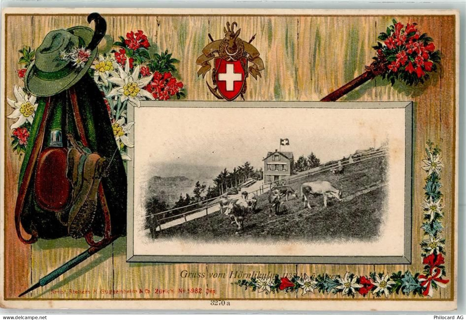 8497 Fischenthal 1907 Prägedruck Hörnlikulm Gasthaus Kühe Passepartout R... - 13481694