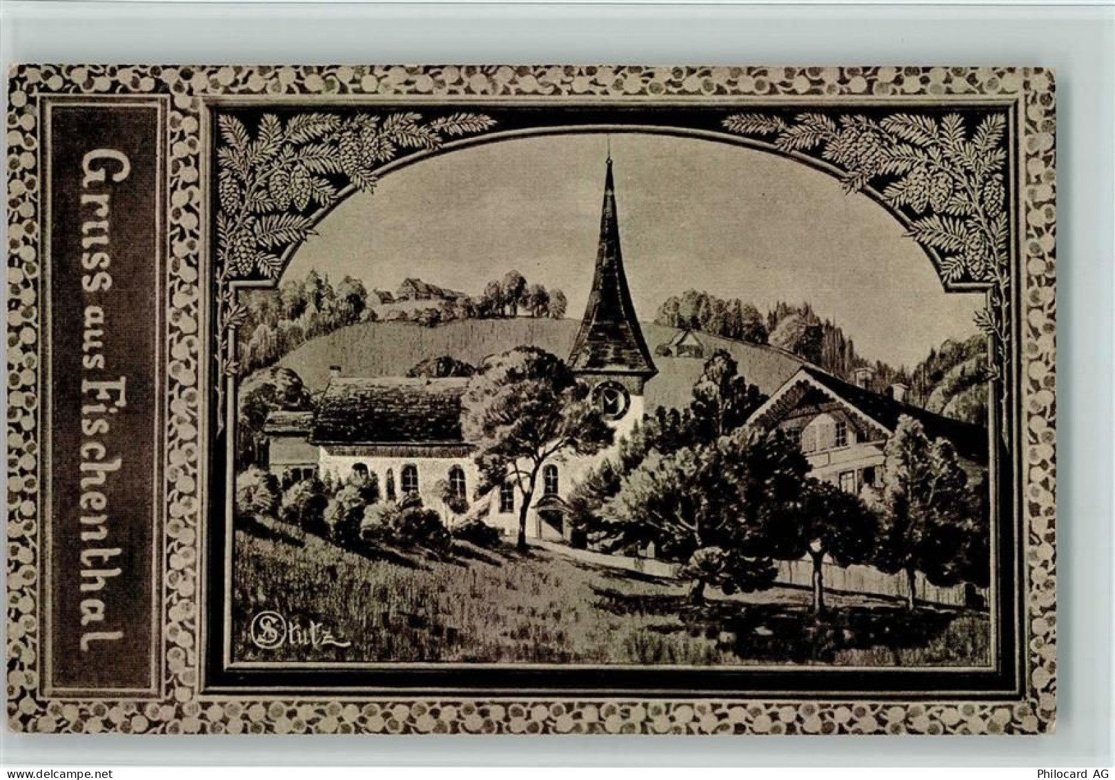 8497 Fischenthal 1919 Künstlerkarte Verlag sign Stutz - Schmuckrahmen , ... - 13213484