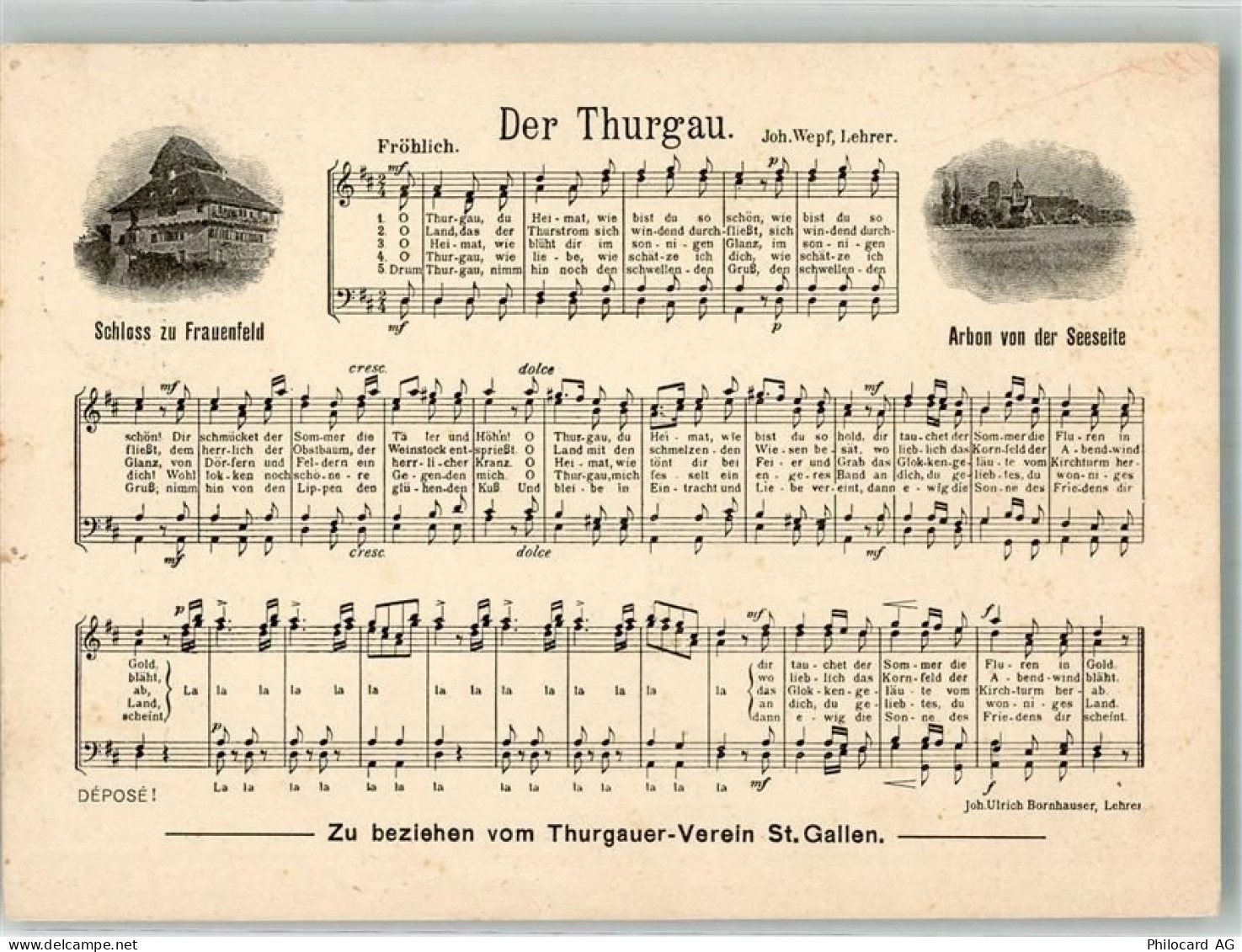 8500 Frauenfeld 1943 Lieder AK Schloss Frauenfeld Thurgauerlied Arbon - 10729497