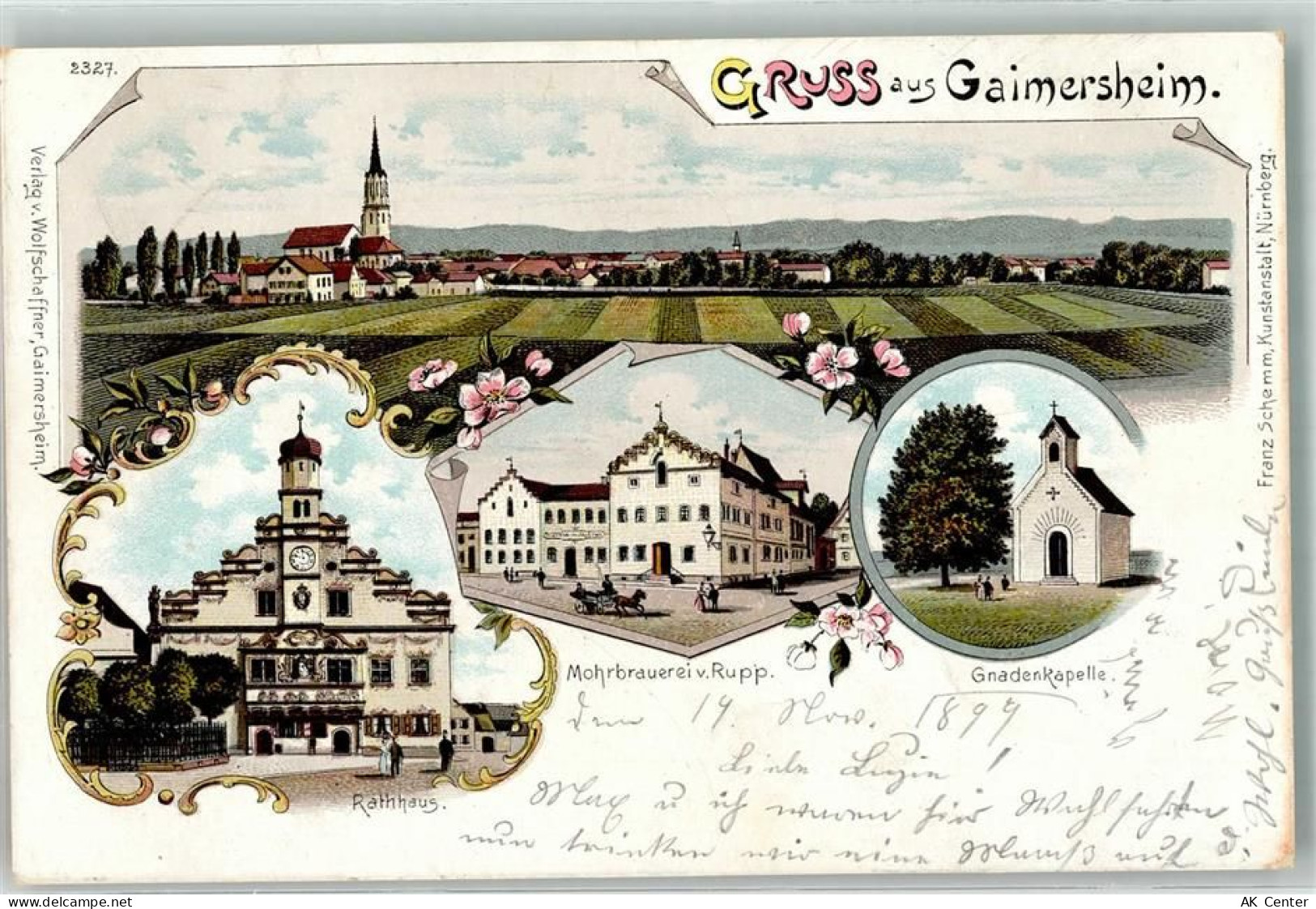 85080 W8074 Gaimersheim 1899 Lithographie Rathaus Mohrbrauerei Rupp Gnad... - 13639845