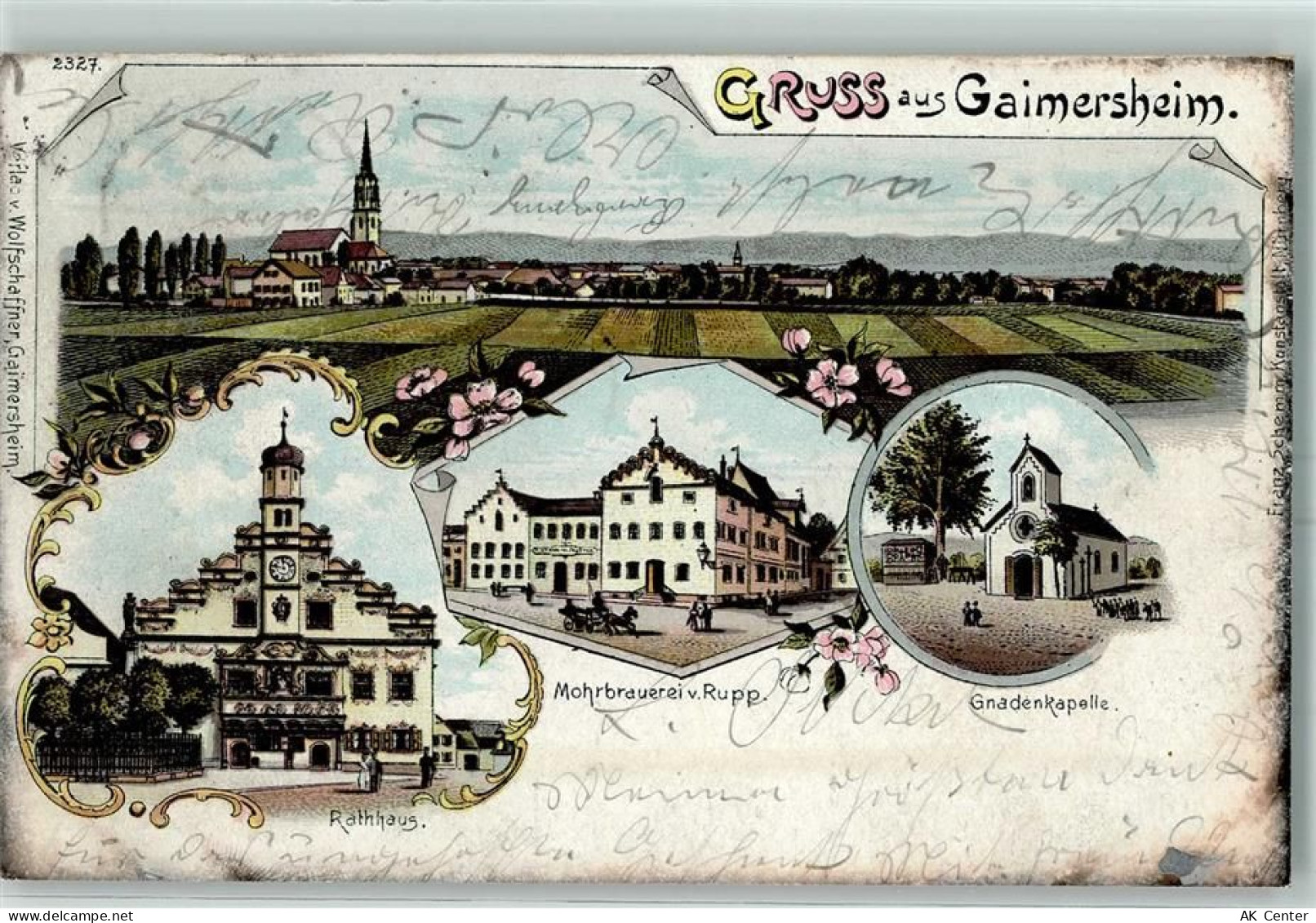 85080 W8074 Gaimersheim 1905 Lithographie Rathaus Mohrbrauerei von Rupp ... - 13604786