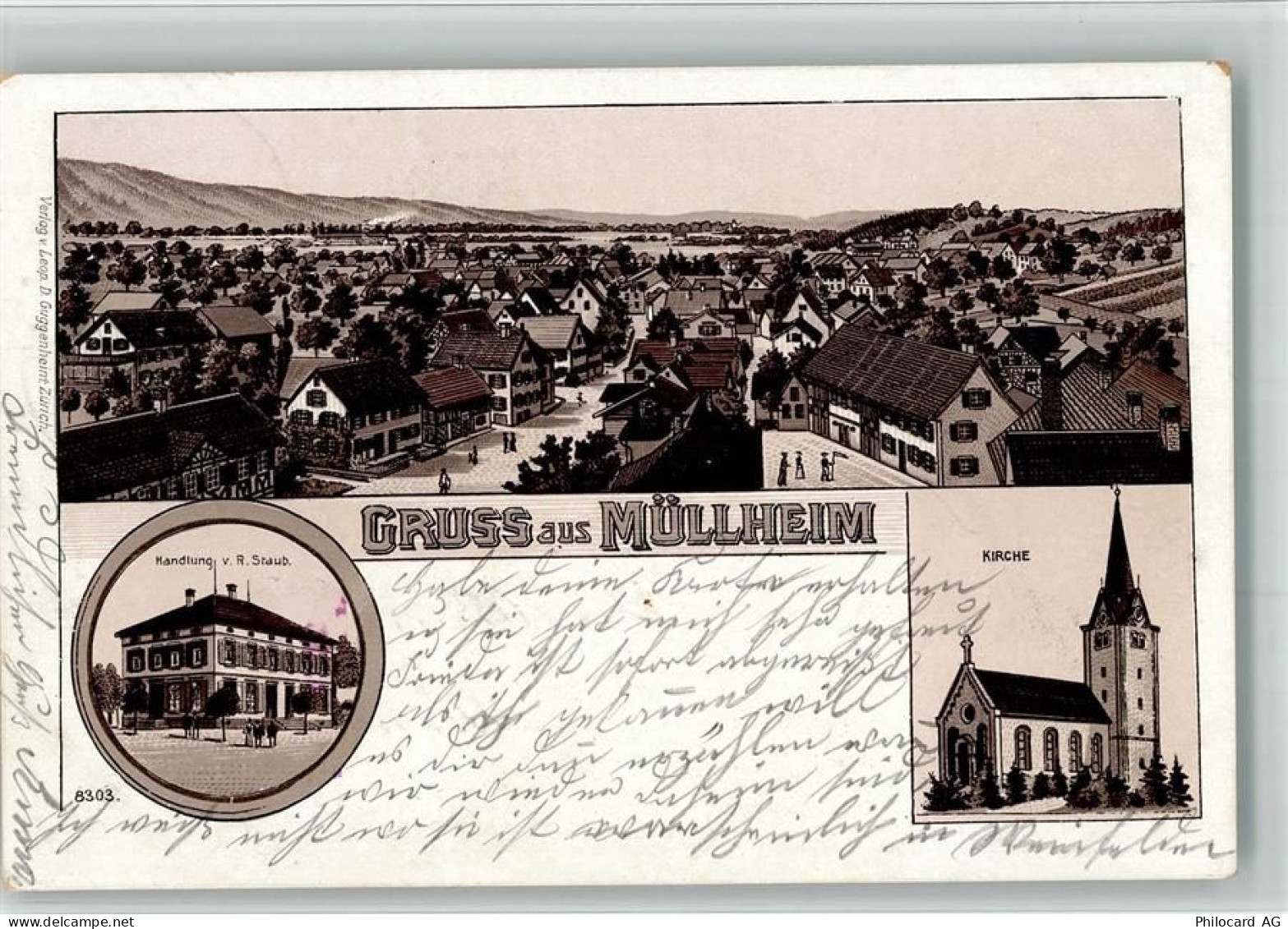 8554 Müllheim-Wigoltingen Hasli 1906 BOAKC Handlung Staub Lithographie... - 13700306