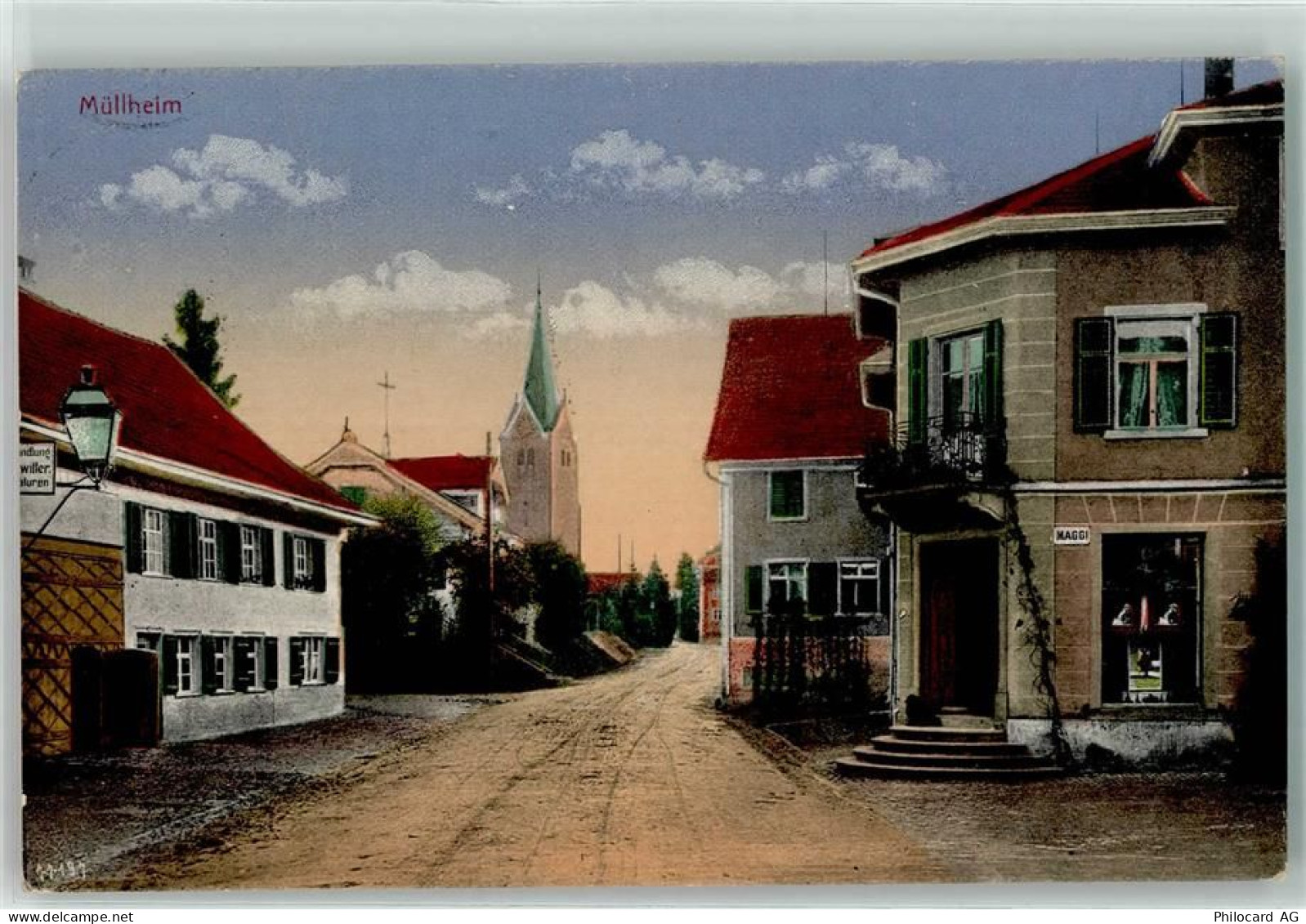 8555 Müllheim Dorf Grüneck 1919 - Emailleschild Maggi - 13449070