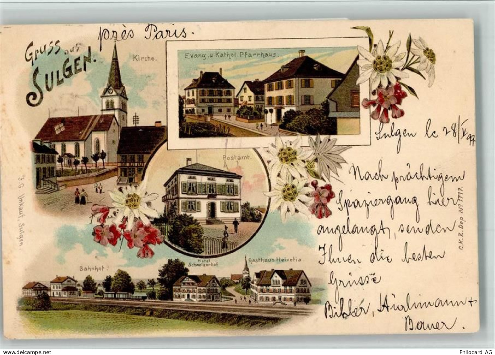 8583 Sulgen 1899 BOAKC Bahnhof Gasthaus Helvetia Lithographie - 13700158