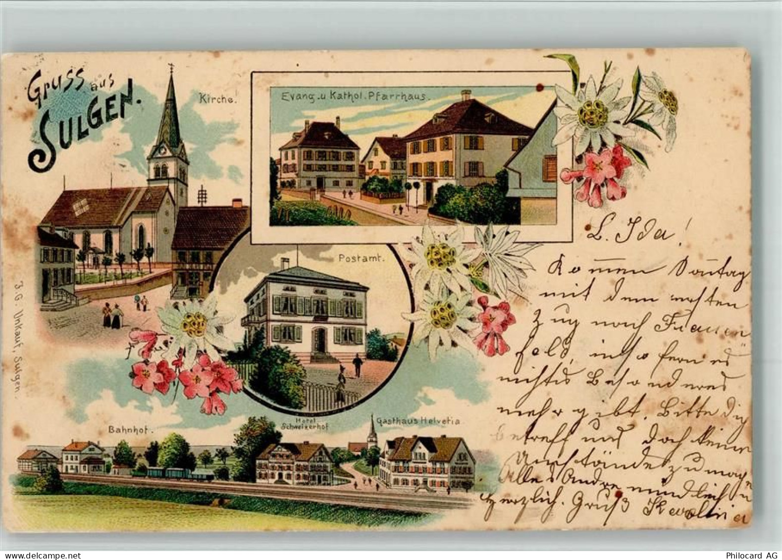 8583 Sulgen 1998 BOAKC Bahnhof Gasthaus Helvetia Lithographie - 13700070