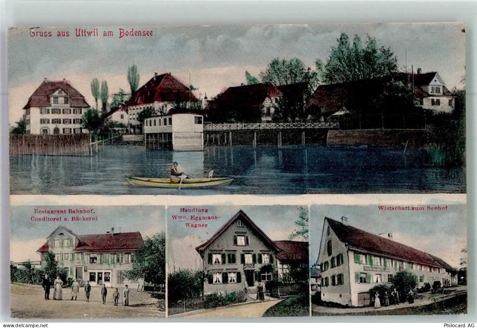 8592 Uttwil 1916 Foto AK Gasthaus Bahnhof Konditorei und Bäckerei Handlu... - 13673392