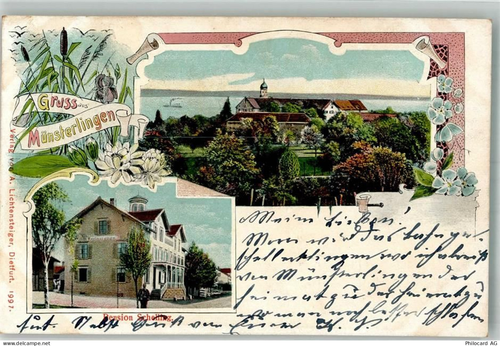 8596 Münsterlingen 1902 Foto AK Pension Schelling - 13581872