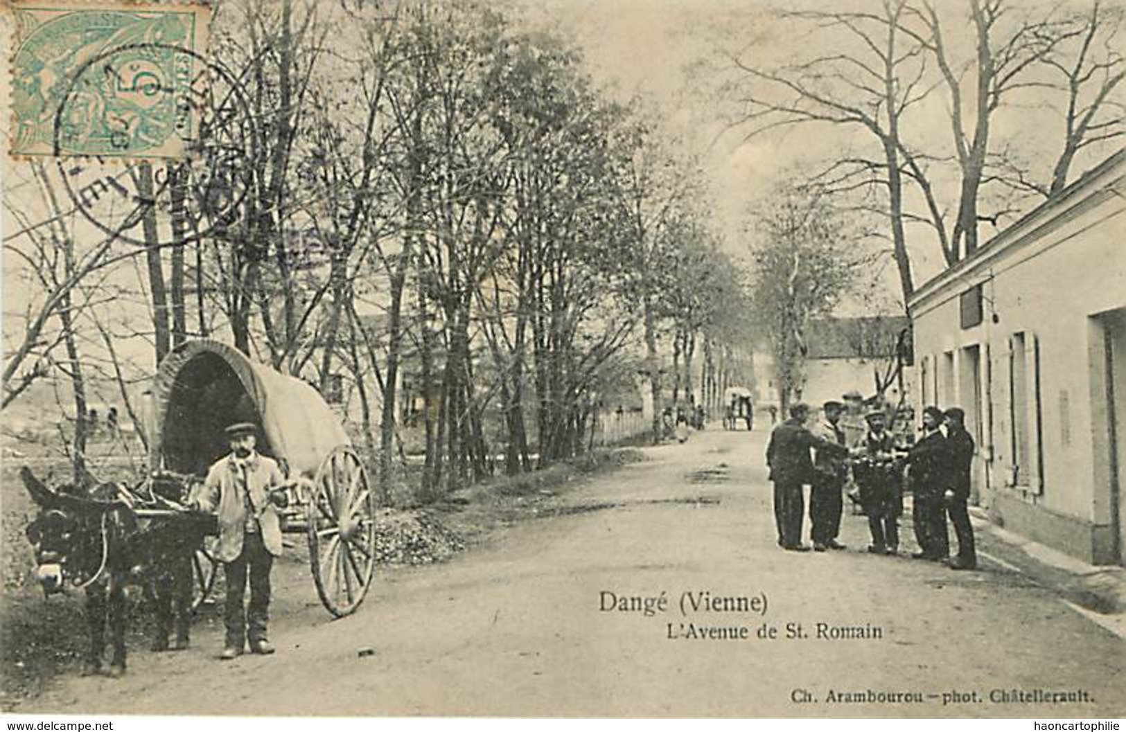 86 Dangé : l'avenue de Saint Romain - attelage ane