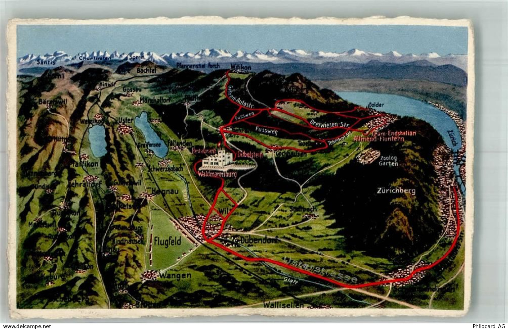 8600 Dübendorf Foto AK Dübelstein Gasthaus Waldmannsburg Vogelschau - 10749729