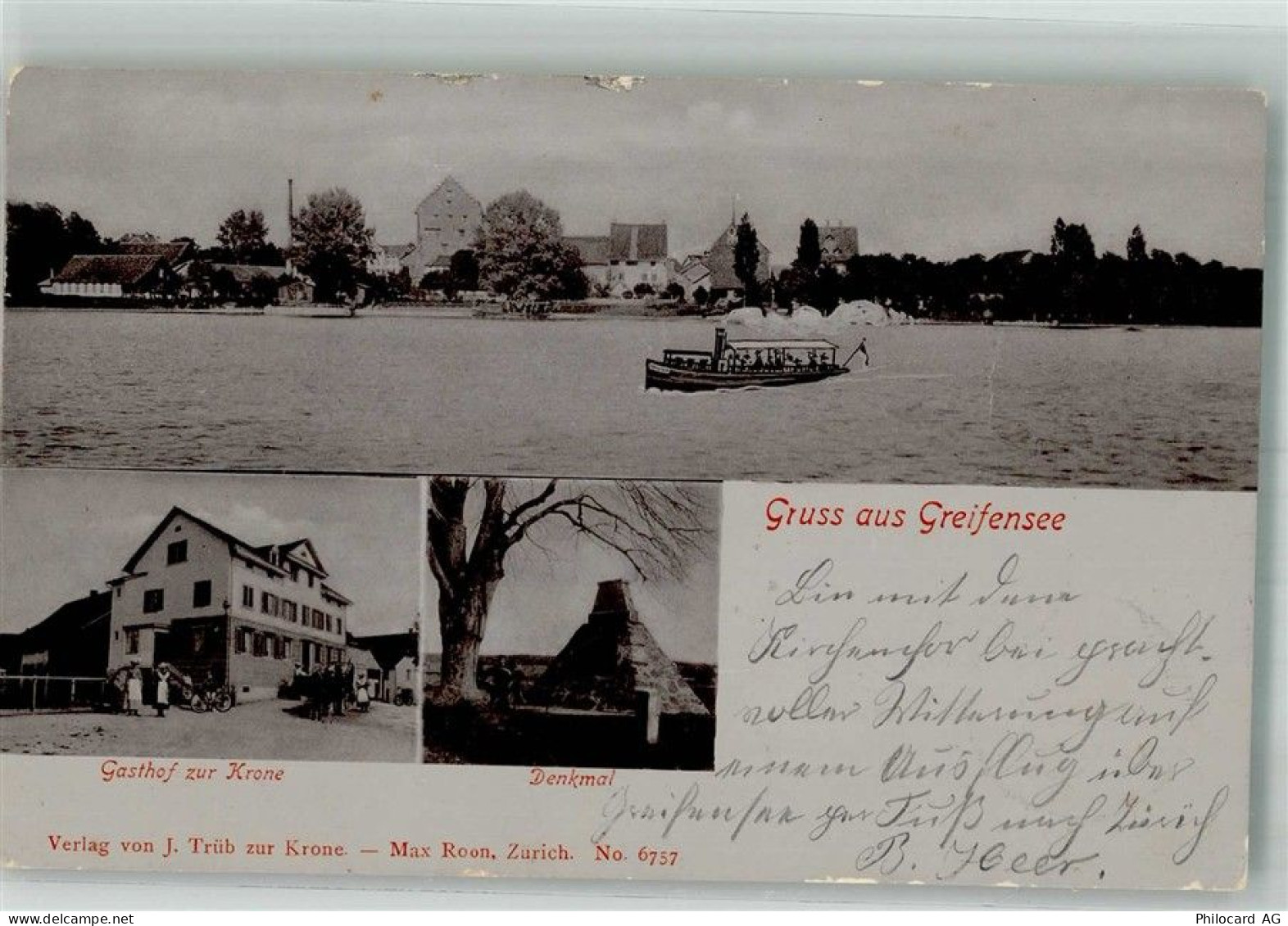 8606 Greifensee 1903 Foto AK Postkutsche Denkmal Pyramide Gasthaus zur K... - 13585983