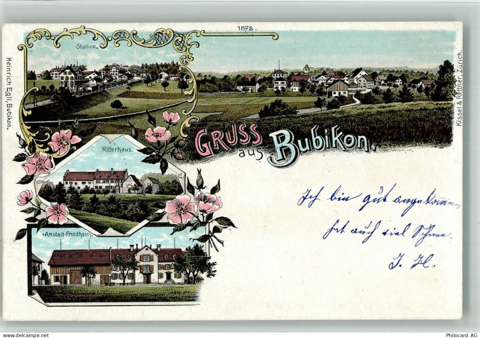 8608 Bubikon 1901 BOAKC Ritterhaus Anstalt Friedheim Lithographie - 13703882