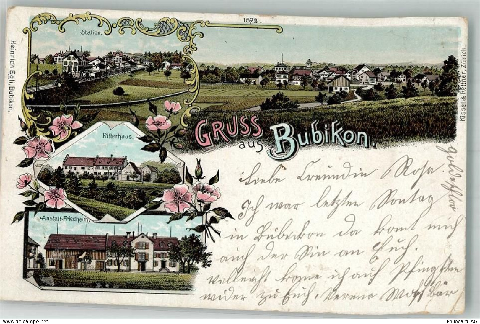 8608 Bubikon 1902 Gebrauchsspuren Bahnhof Ritterhaus Anstalt Friedheim L... - 13663532