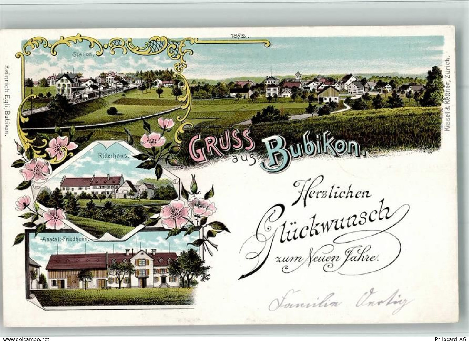 8608 Bubikon BOAKC Bahnhof Ritterhaus Anstalt Friedheim Lithographie - 13700340