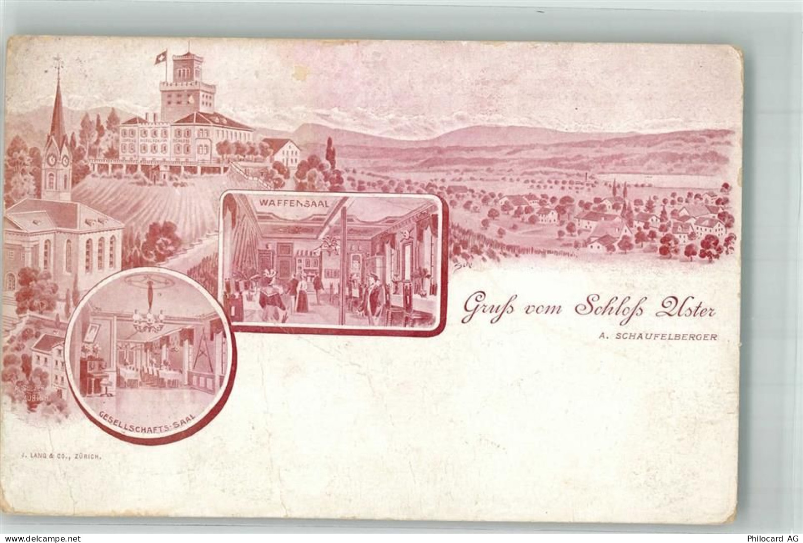8610 Uster 1908 Gebrauchsspuren Schloss Uster Waffensaal Gesellschaft-Sa... - 14000749