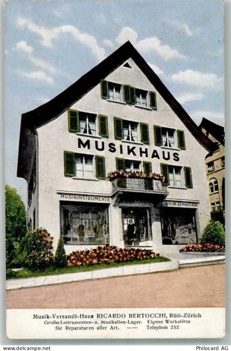 8630 Rüti ZH 1932 Foto AK Geschäft Musikhaus Bertocchi - 13666301