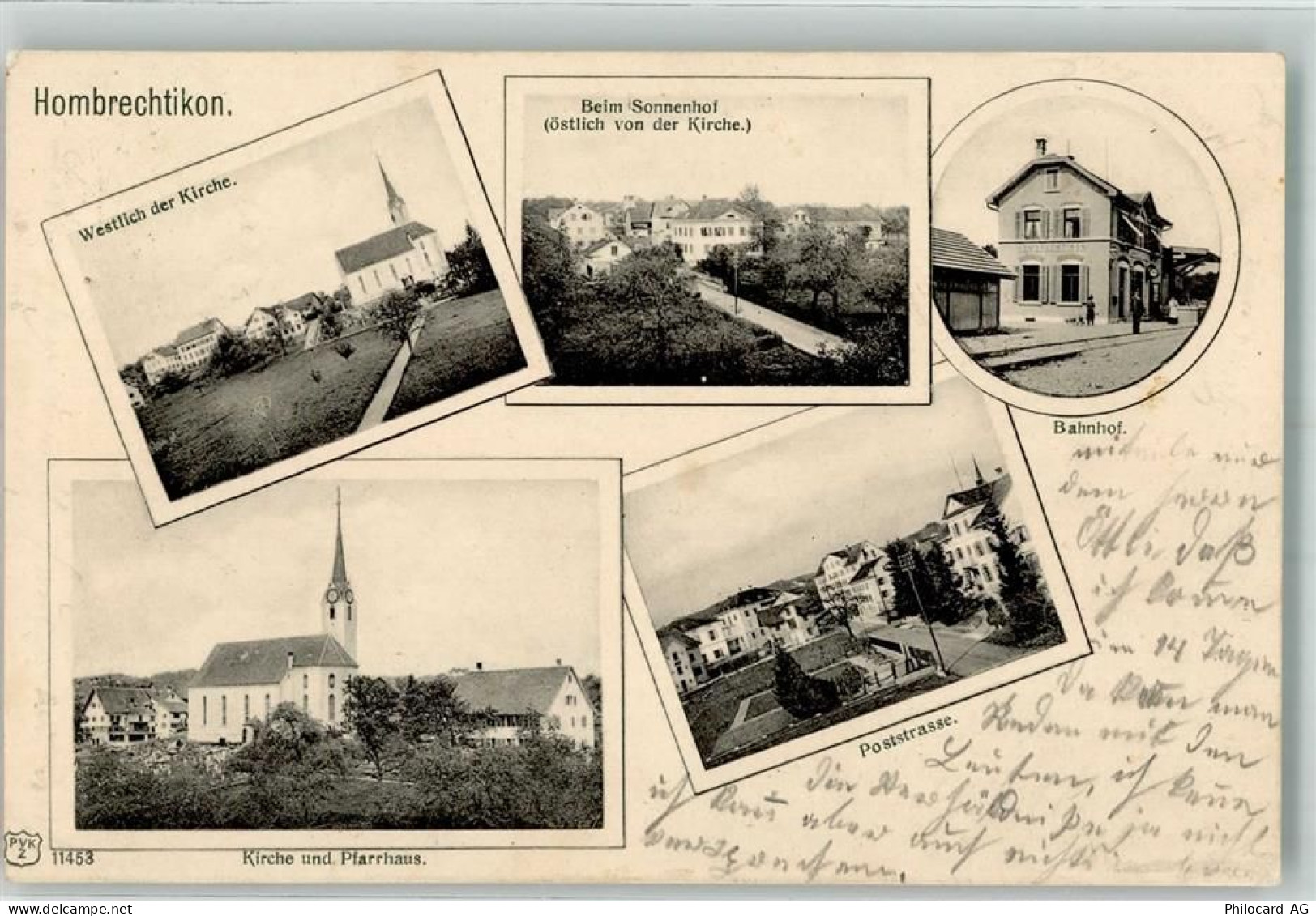 8634 Hombrechtikon 1904 - Kirche Sonnenhof Bahnhof Poststrasse Pfarrhaus... - 13636508