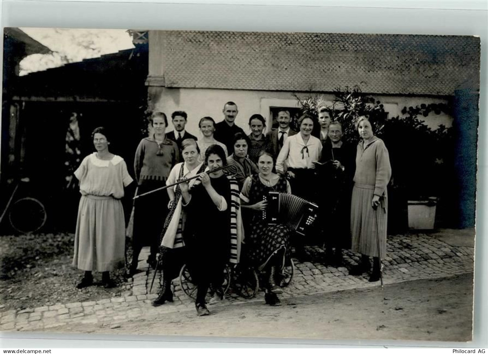 8638 Goldingen Foto AK Ort handschriftlich Akkordion Wanderstock Gruppen... - 10700215