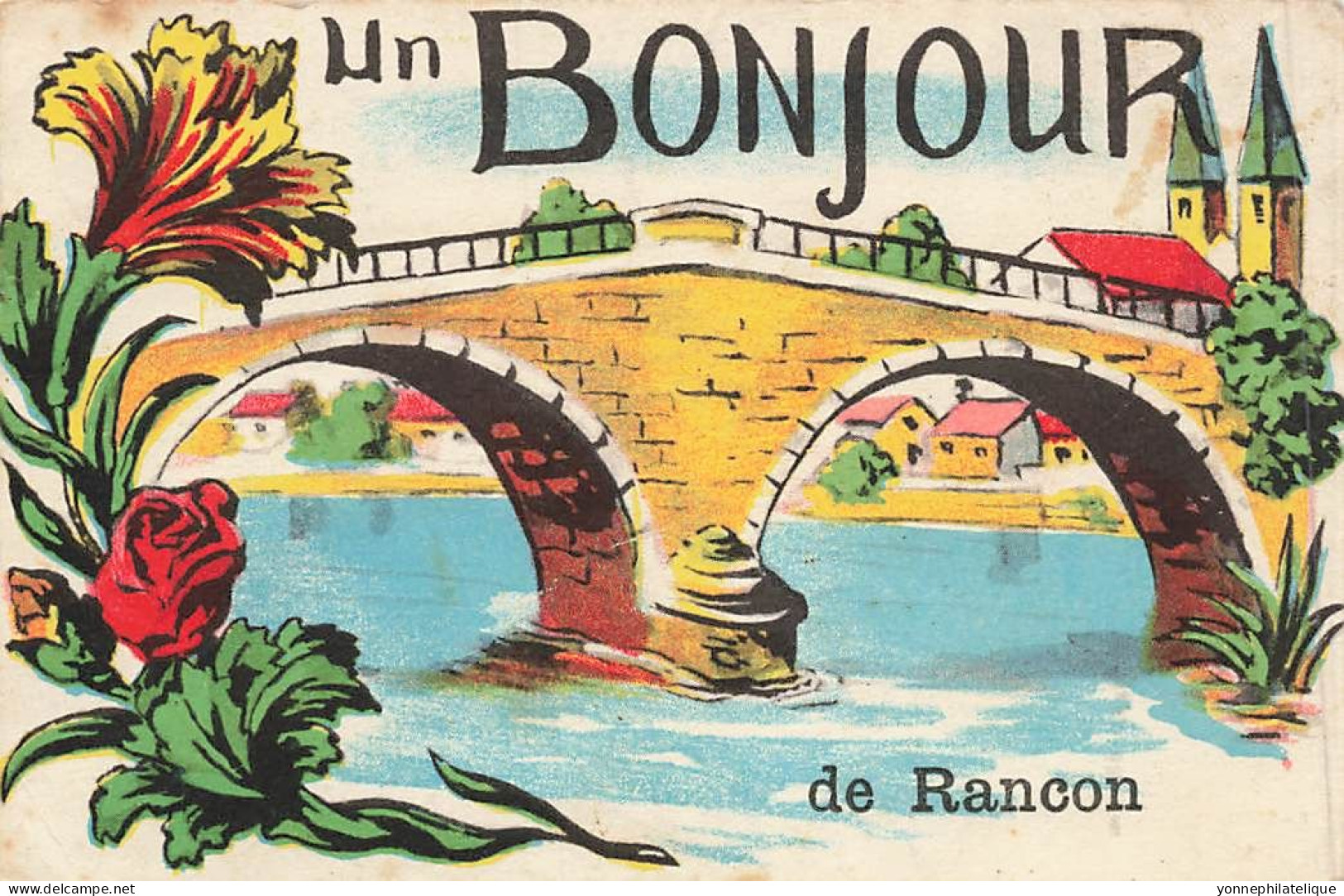 87 - HAUTE-VIENNE - RANCON - carte fantaisie ancienne "un bonjour de" - illustration - 10413