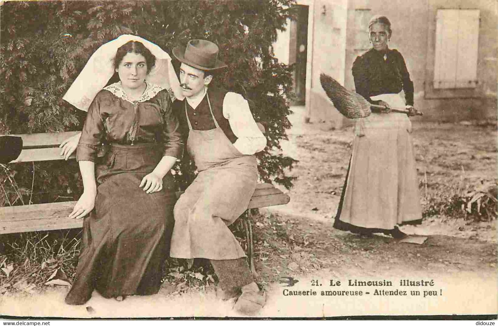 87 - Limousin - Le Limousin illustré - causerie amoureuse  - attendez un peu - Animée - Folklore - Scène et Types - CPA