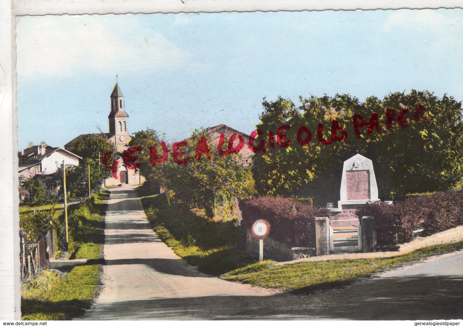 87- RILHAC RANCON- L' EGLISE ET LE MONUMENT AUX MORTS -EDITEUR SPADEM N° 388  RARE