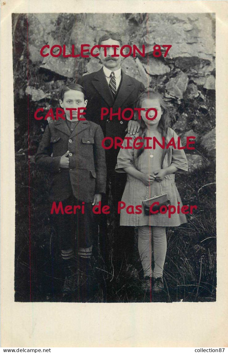 87 - RILHAC RANCON - MONTIGNAC - Mr FAUCHY et ses Enfants Roger et Jeanne - Carte Photo n° 4847 BOUDEAU