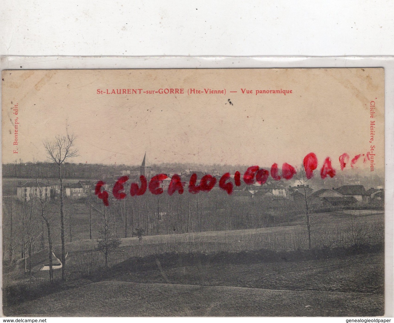 87- SAINT LAURENT SUR GORRE - ST LAURENT SUR GORRE- VUE PANORAMIQUE - EDITEUR MESIERE SAINT JUNIEN - 1908