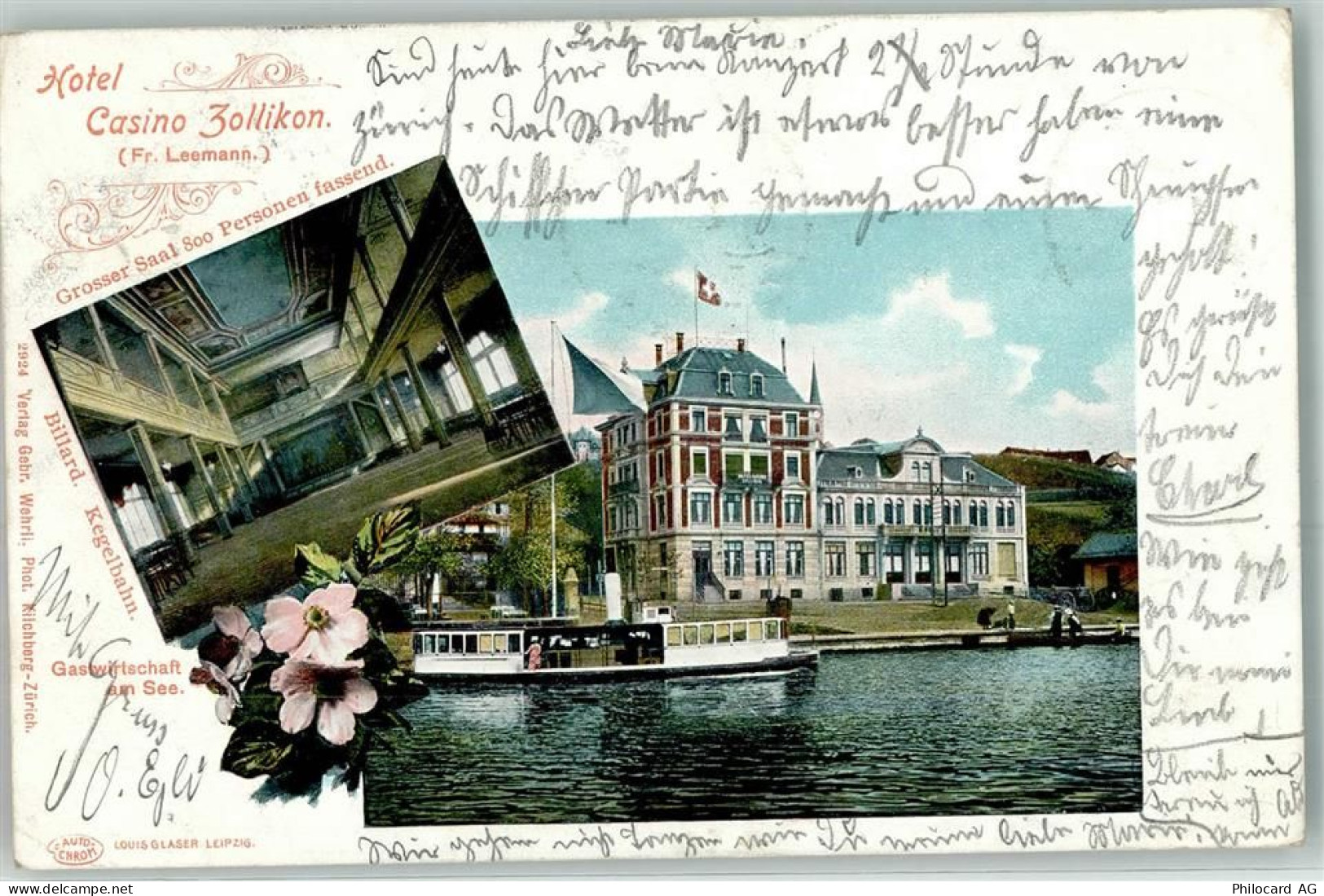 8702 Zollikon 1902 - Hotel Casino Dampfer - 13271730