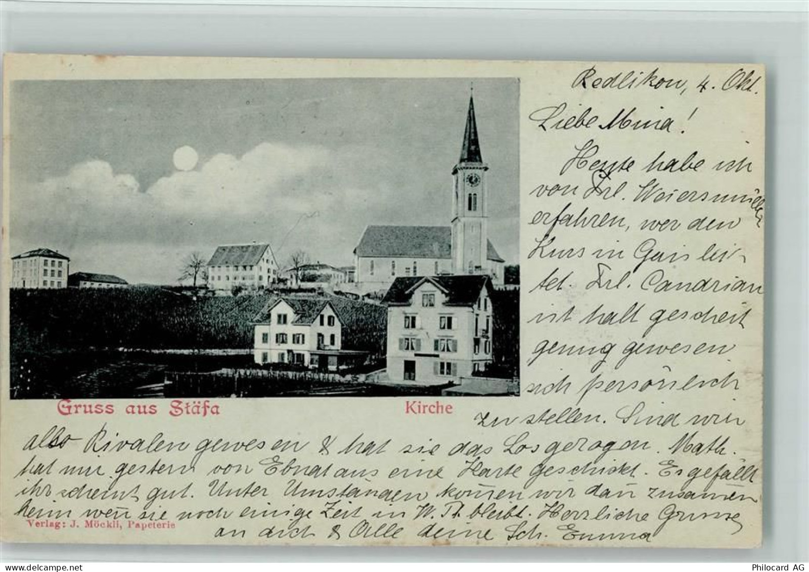 8712 Stäfa 1900 Mondschein Kirche - 13218322