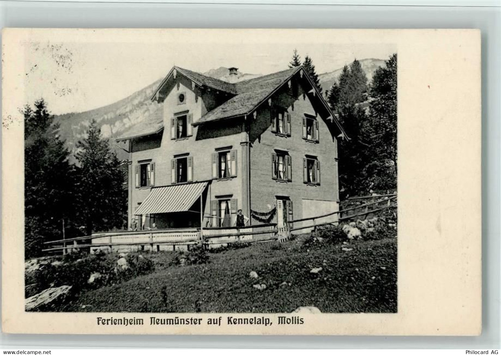 8753 Mollis 1912 - Ferienheim Neumünster auf Kennelalp, Stempelspuren - 13078775
