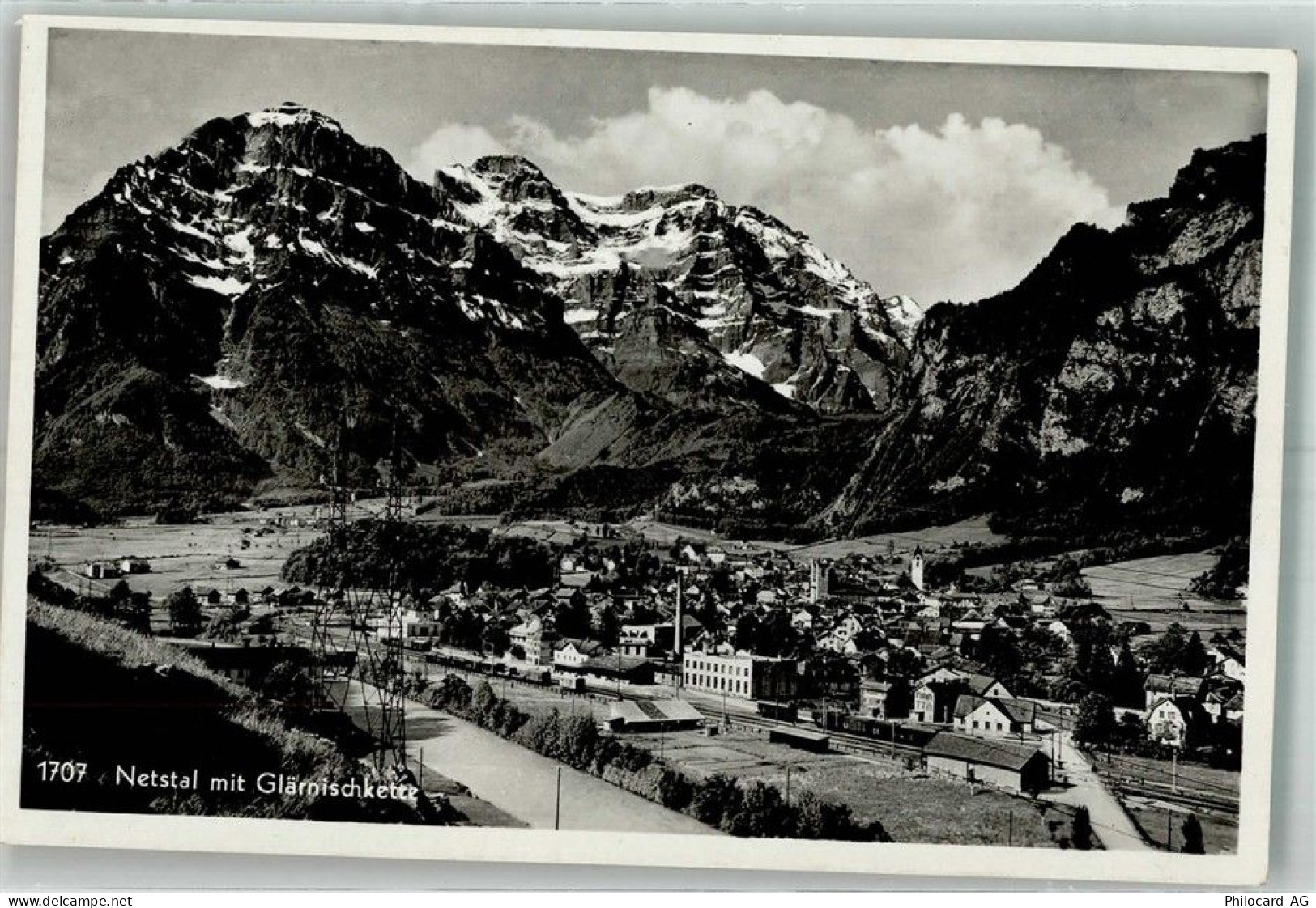 8754 Netstal Foto AK Bahnhof Glärnischkette Feldpost Feldbatterie 71 - 38212164