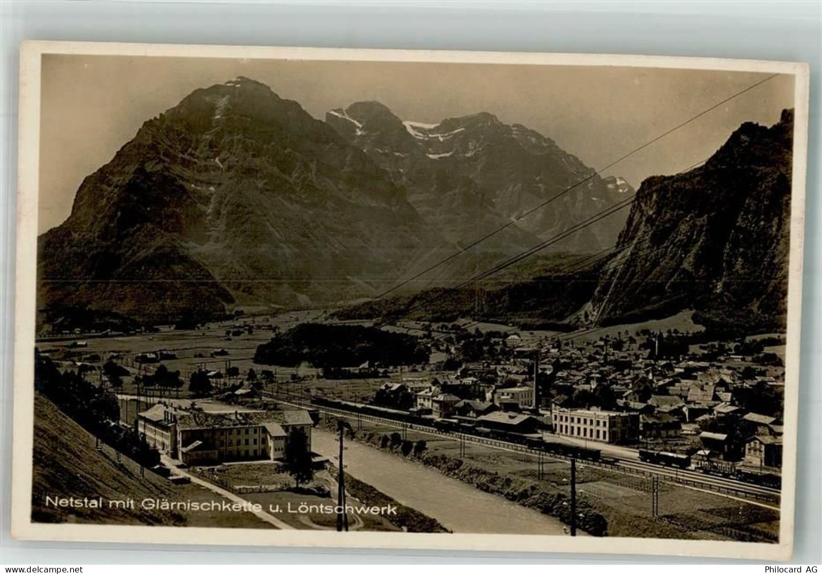 8754 Netstal Foto AK Bahnhof Glärnischkette Löntschwerk - 14005308