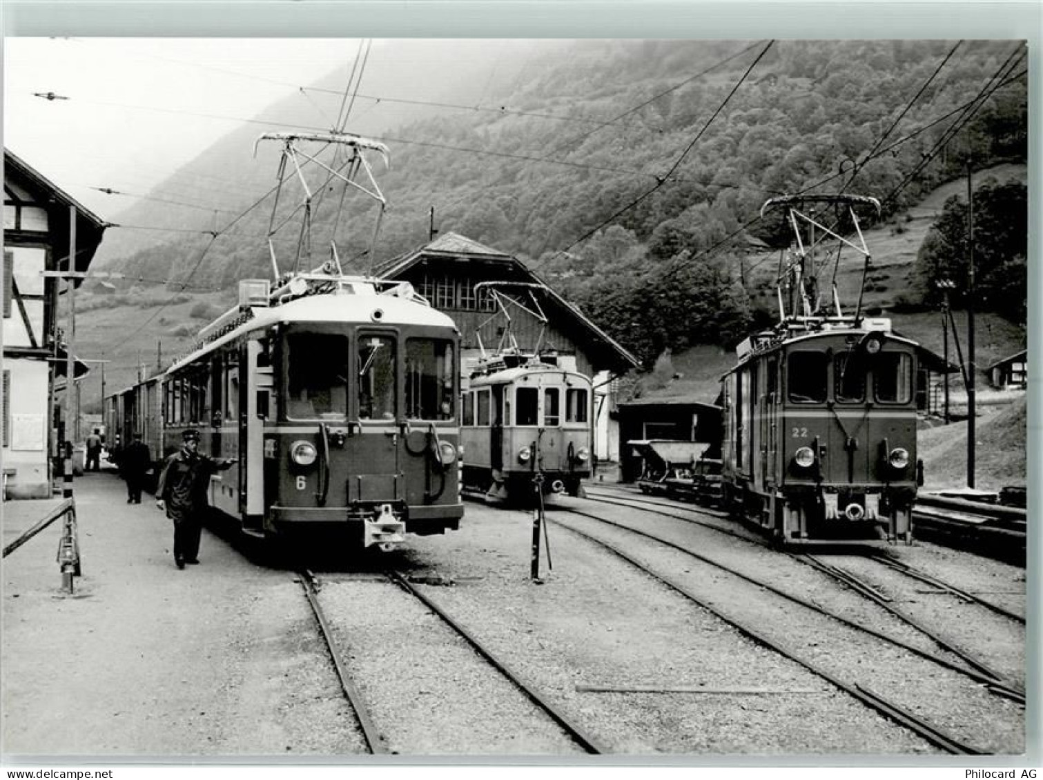 8765 Engi 1965 - Repro SeTB Güterzug mit BDe 4/4 6 daneben Dienstzüge mi... - 10394893