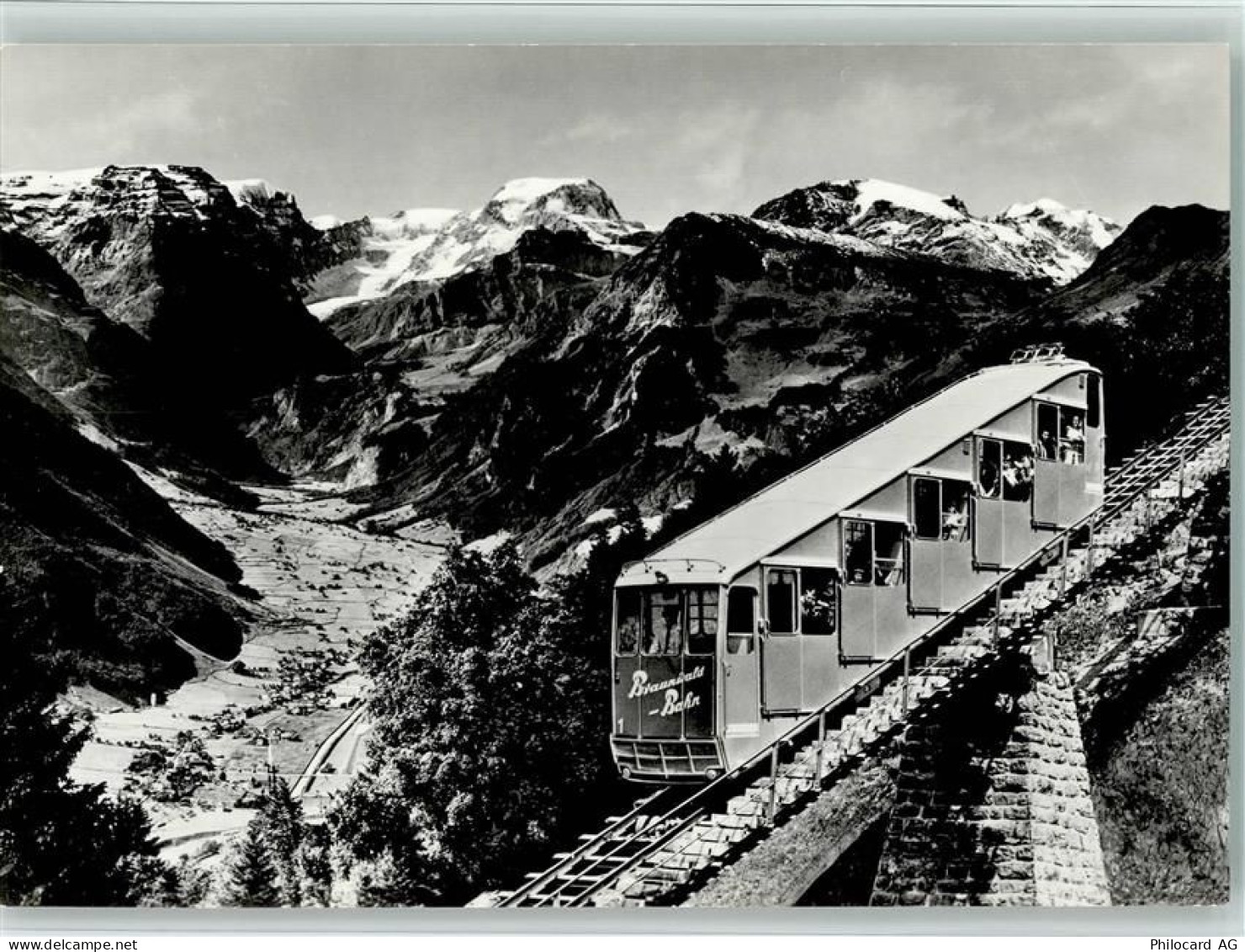 8783 Linthal - Braunwaldbahn mit Tödikette Blick auf Linthal - 11093078