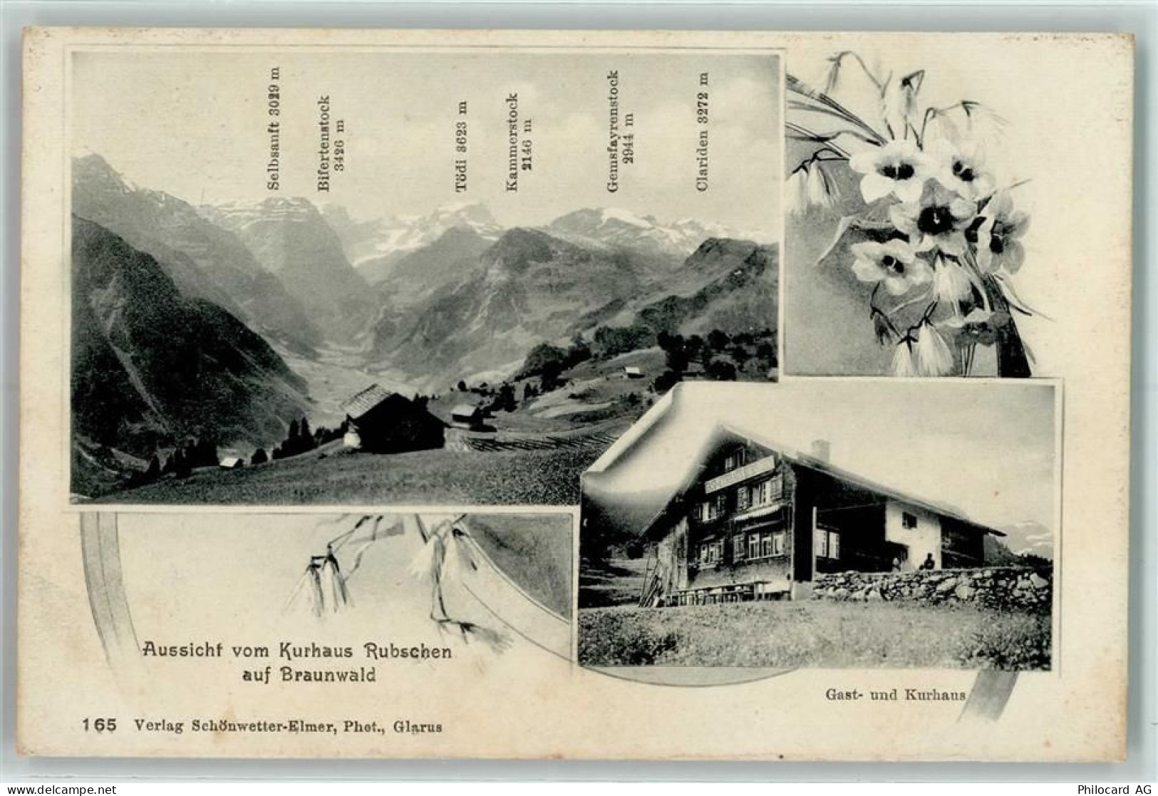 8784 Braunwald 1908 - Aussicht vom Kurhaus Rubschen auf Braunwald Hütten... - 13129051