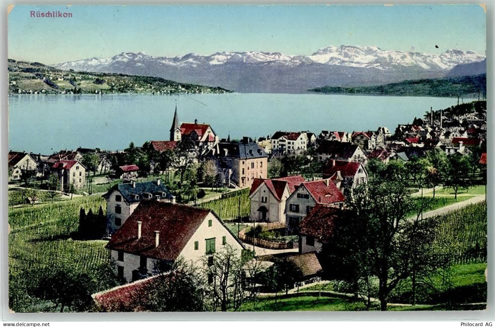 8803 Rüschlikon 1913 - See Kirche Berge - 13938040