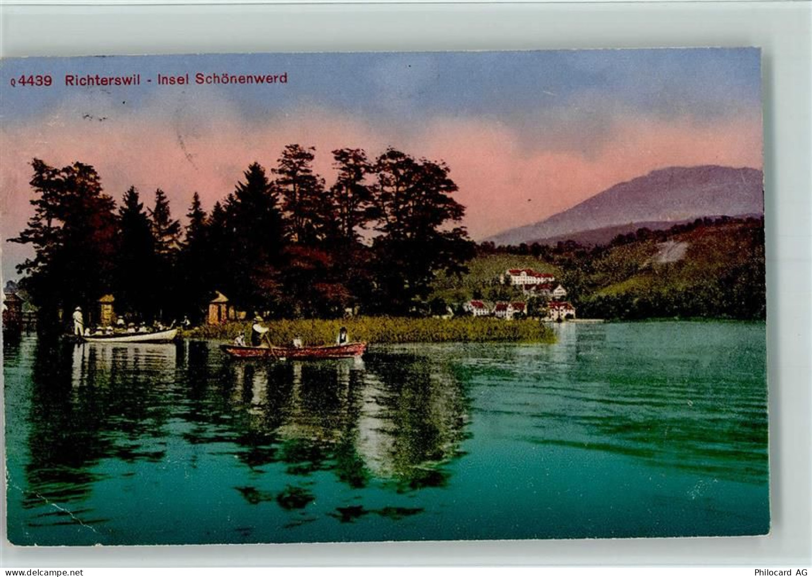 8805 Richterswil 1920 Gebrauchsspuren Insel Schönenwerd, Ruderboote mit ... - 10137017