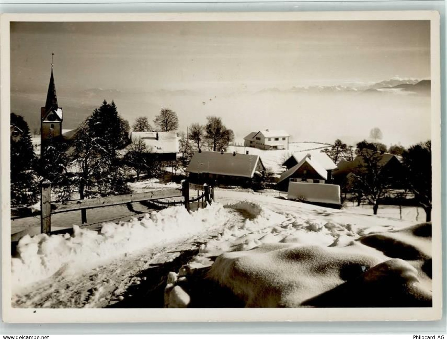 8816 Hirzel - Dorfhäuser u. Kirche Winter - 13095515