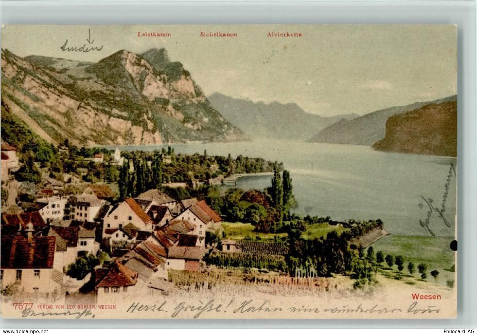 8872 Weesen 1902 - Ortsansicht Weesen mit Leistkamm Sichelkamm Alvierket... - 10147739
