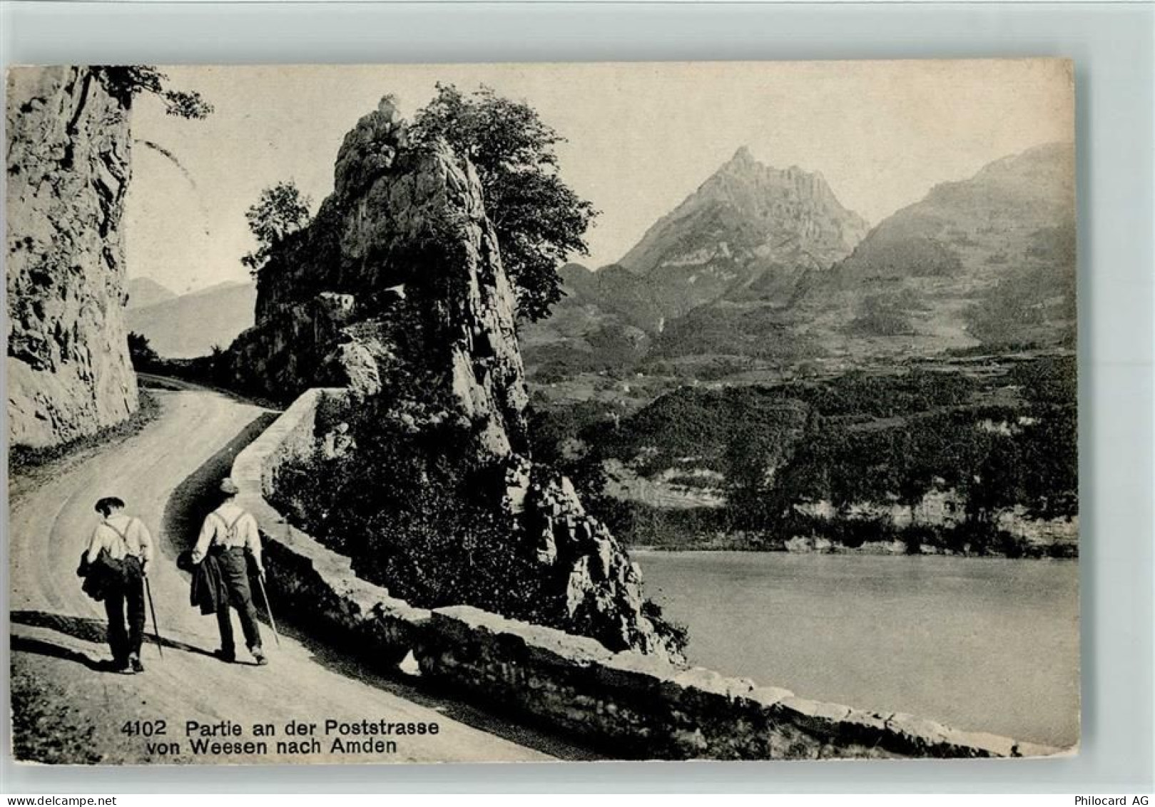 8872 Weesen 1912 - Partie an der Poststrasse von Weesen nach Amden - 11087648