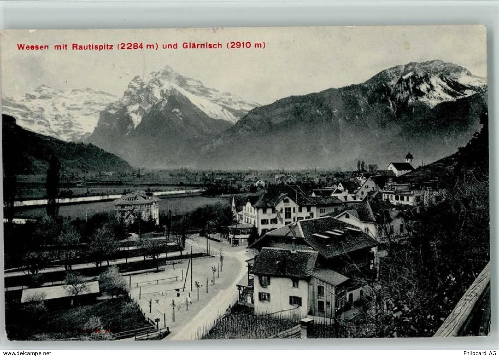 8872 Weesen Gebrauchsspuren 1913 Weesen mit Rautispitze und Glärnisch - 13117376