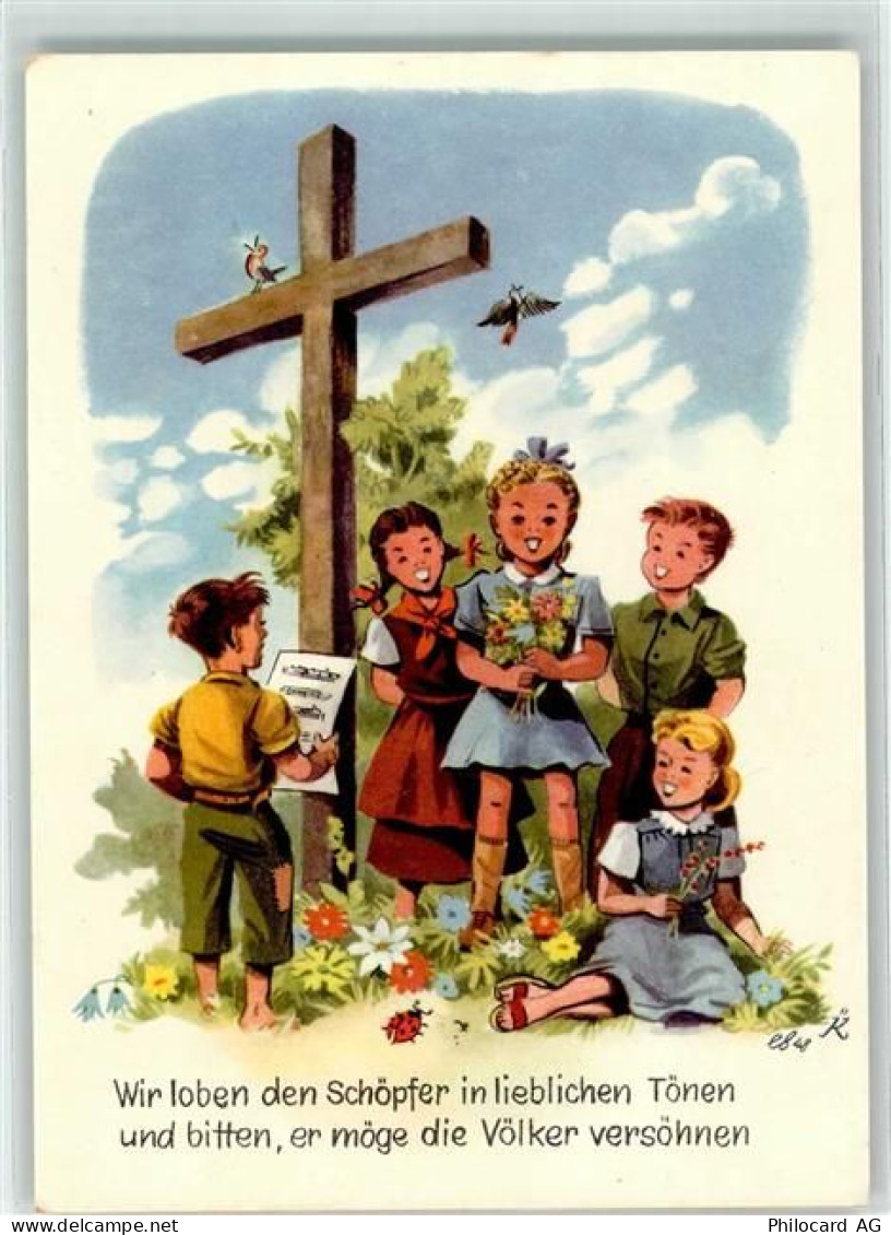 8887 Mels - Aktion Weisstannental Kinder singen Kreuz Singvögel sign. - 39490142