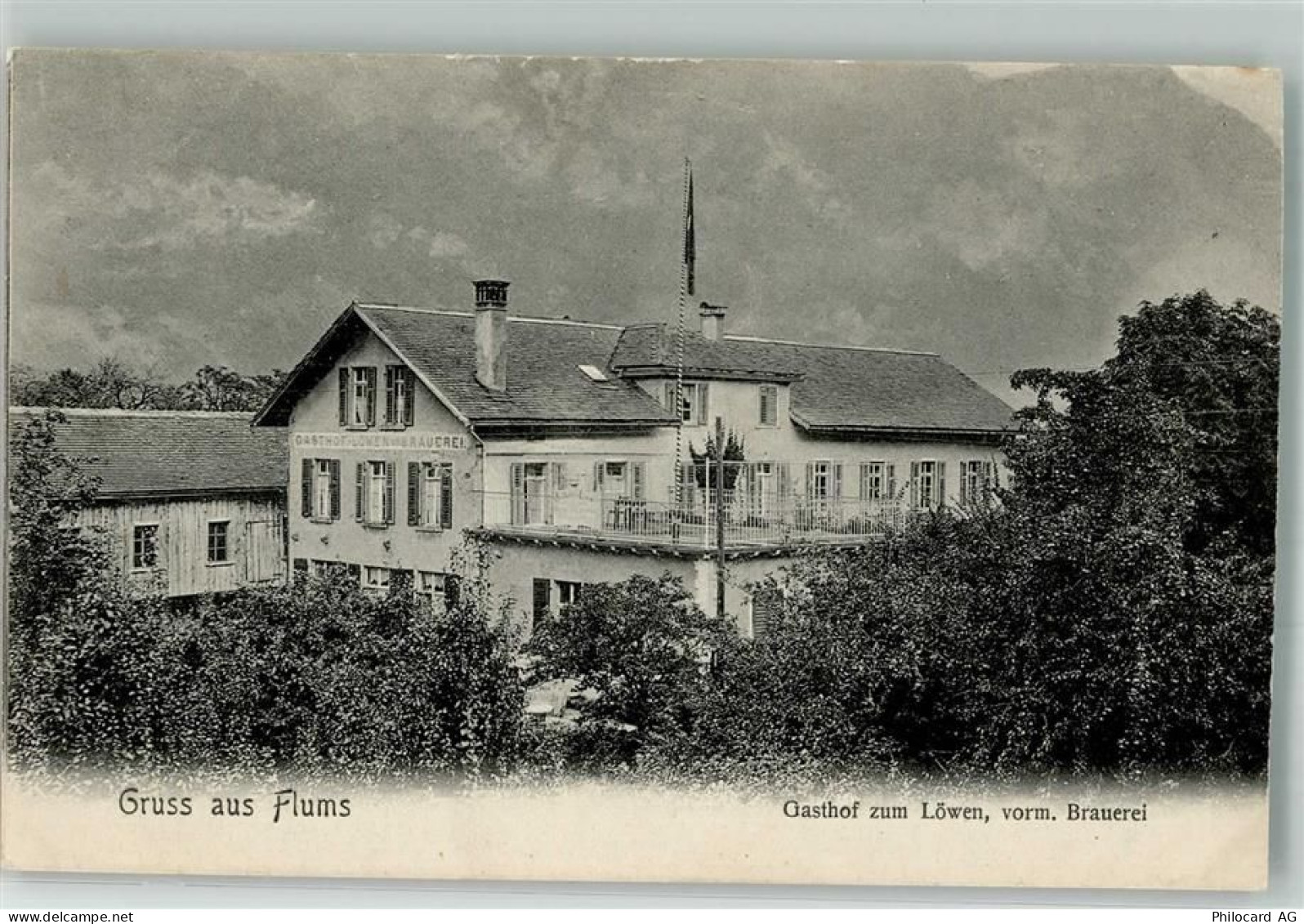 8890 Flums Foto AK Gasthaus zum Löwen ehem. Brauerei - 13572833