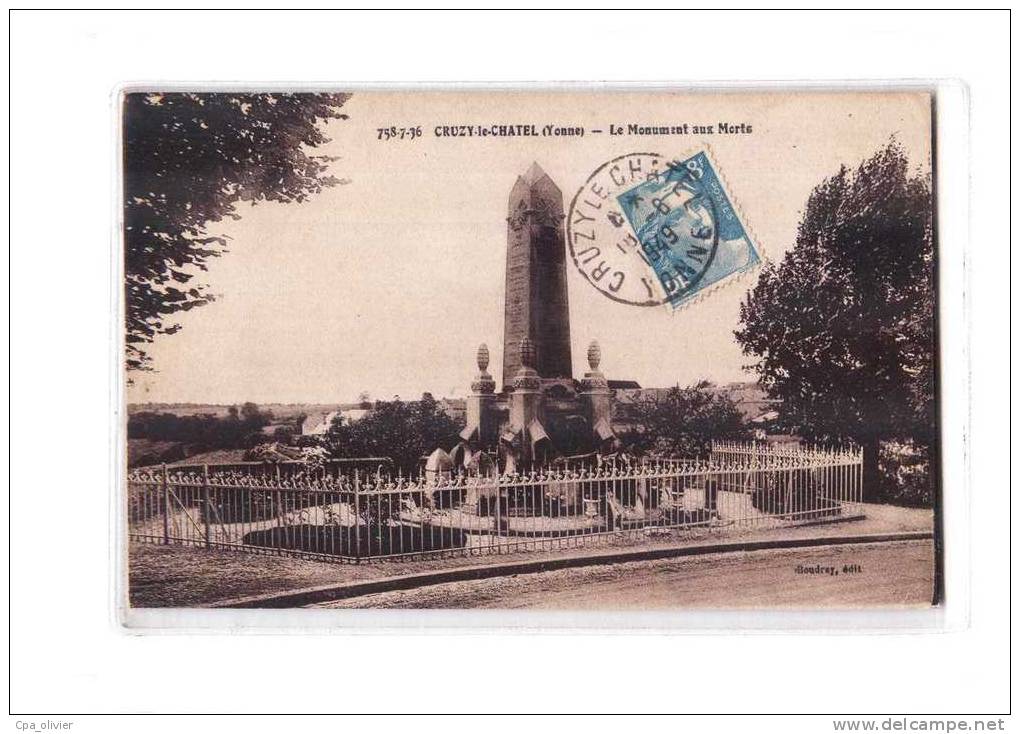 89 CRUZY LE CHATEL Monument aux Morts, Guerre 1914-18, ed Boudrey 758736, 1949