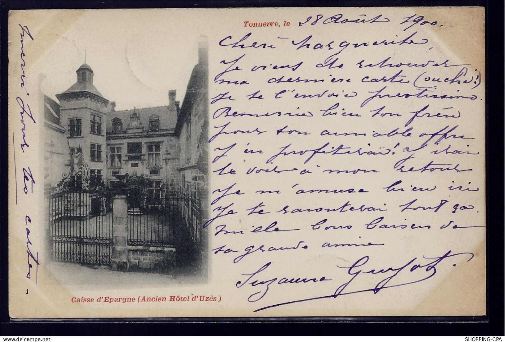 89 - Tonnerre - Caisse d' épargne - ancien Hôtel d' Uzès - Voyagé - Dos non